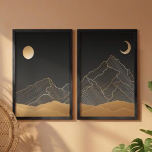 Sun & Moon illustration line art Wall painting